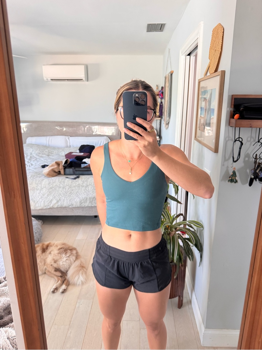 lululemon athletica Teal Ribbed V-Neck Crop Tank